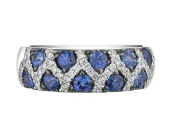 Pierścionek z białego złota z brylantami i szafirami - próba 585