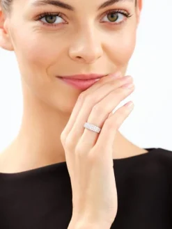 Pierścionek z białego złota z brylantami laboratoryjnymi - 0,75 ct - próba 585