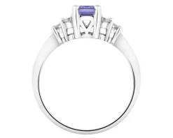 Pierścionek z białego złota z brylantami i tanzanitem - próba 585