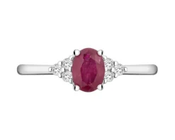 Pierścionek z białego złota z brylantami i rubinem - próba 585