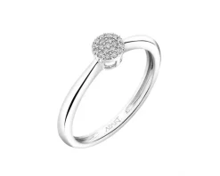 Pierścionek z białego złota z diamentami - 0,05 ct - próba 375