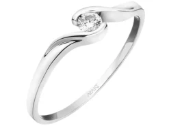 Pierścionek z białego złota z brylantem - 0,10 ct - próba 585
