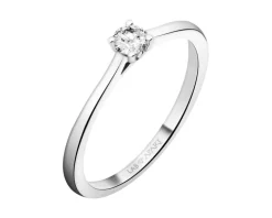 Pierścionek z białego złota z brylantem laboratoryjnym - 0,15 ct - próba 585