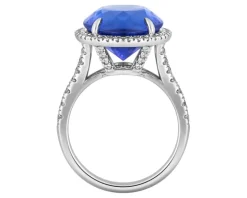 Pierścionek z białego złota z brylantami i tanzanitem - próba 750