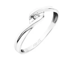 Pierścionek z białego złota z brylantem - 0,04 ct - próba 375