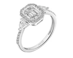 Pierścionek z białego złota z diamentami - 0,83 ct - próba 750