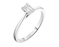 Pierścionek z białego złota z diamentem laboratoryjnym - 0,51 ct - próba 585