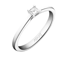 Pierścionek z białego złota z diamentem - 0,18 ct - próba 585