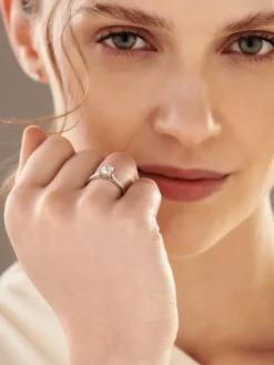 Pierścionek z białego złota z diamentem - SI1/H - 1,00 ct - próba 585