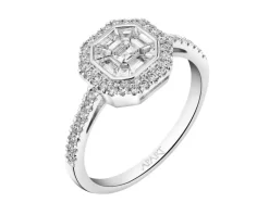 Pierścionek z białego złota z diamentami - 0,64 ct - próba 750