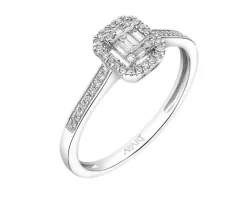 Pierścionek z białego złota z diamentami - 0,19 ct - próba 585