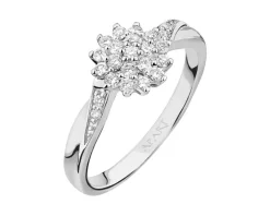 Pierścionek z białego złota z brylantami - 0,25 ct - próba 375