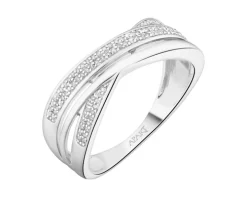 Pierścionek z białego złota z diamentami - 0,14 ct - próba 750