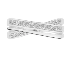 Pierścionek z białego złota z diamentami - 0,14 ct - próba 750