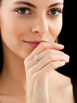 Pierścionek z białego złota z diamentami - SI1/F - 1,00 ct - próba 585