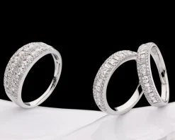 Pierścionek z białego złota z diamentami - 0,72 ct - próba 585