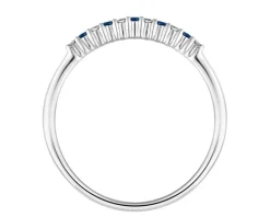 Pierścionek z białego złota z diamentami i szafirami - próba 585