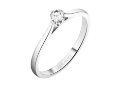 Pierścionek z białego złota z brylantem laboratoryjnym - 0,16 ct - próba 585