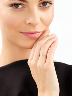 Pierścionek z białego złota z brylantem laboratoryjnym - 0,17 ct - próba 585