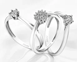 Pierścionek z białego złota z brylantami - 0,10 ct - próba 585