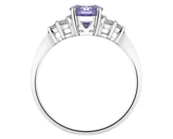Pierścionek z białego złota z brylantami i tanzanitem - próba 585