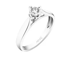 Pierścionek z białego złota z brylantem - 0,08 ct - próba 585