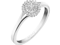 Pierścionek z białego złota z diamentami - 0,10 ct - próba 750