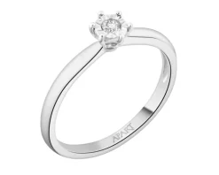 Pierścionek z białego złota  z brylantem - 0,05 ct - próba 375