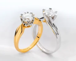 Pierścionek z białego złota z brylantem - 0,15 ct - próba 750