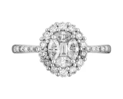 Pierścionek z białego złota z diamentami - 0,73 ct - próba 750