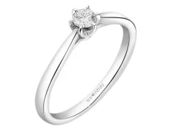 Pierścionek z białego złota z brylantem - 0,18 ct - próba 750