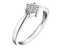 Pierścionek z białego złota z diamentami - 0,05 ct - próba 375