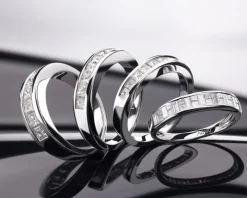 Pierścionek z białego złota z diamentami - 0,55 ct - próba 585