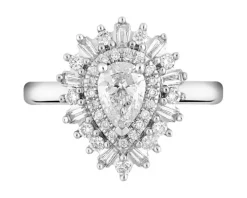 Pierścionek z białego złota z diamentami - SI1/G - 0,85 ct - próba 585