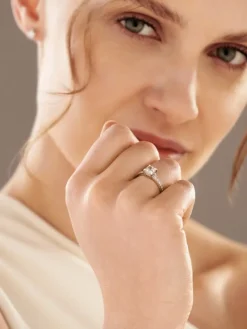 Pierścionek z białego złota z diamentami - SI1/H - 1,21 ct - próba 750