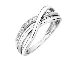 Pierścionek z białego złota z brylantami - 0,06 ct - próba 750