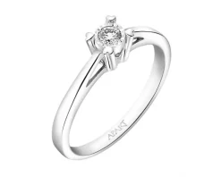 Pierścionek z białego złota z brylantem - serce - 0,06 ct - próba 585