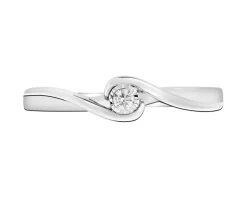Pierścionek z białego złota z brylantem - 0,02 ct - próba 585