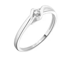 Pierścionek z białego złota z brylantem - 0,05 ct - próba 375