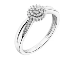 Pierścionek z białego złota z diamentami - 0,14 ct - próba 585