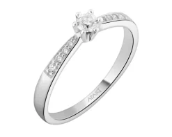 Pierścionek z białego złota z brylantami - 0,18 ct - próba 585