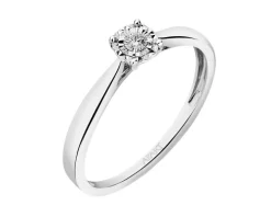 Pierścionek z białego złota z brylantem - 0,04 ct - próba 585