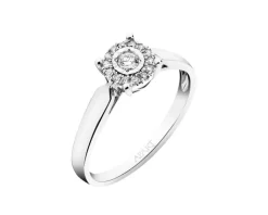 Pierścionek z białego złota z diamentami - 0,11 ct - próba 750