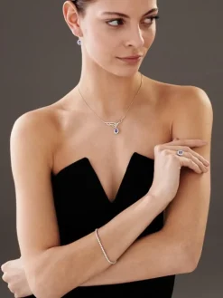 Pierścionek z białego złota z brylantami i tanzanitem - próba 585