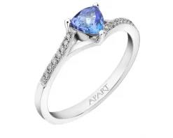 Pierścionek z białego złota z brylantami i tanzanitem - próba 585