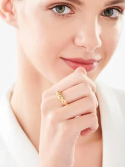 Pierścionek z brązu pozłacany