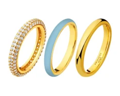 Pierścionek z mosiądzu pozłacany z cyrkoniami i emalią