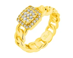 Pierścionek z mosiądzu pozłacany z cyrkoniami