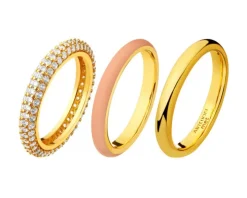 Pierścionek z mosiądzu pozłacany z cyrkoniami i emalią