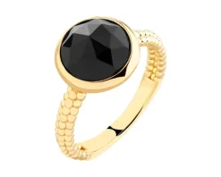 Pierścionek z mosiądzu pozłacany z agatem